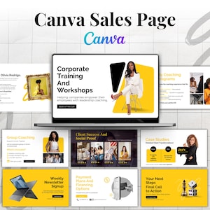 Canva Sales Page Template, Course Creator Funnel Template, Canva Website Template, Coaching Sales Page, Sales Funnel, Course Landing Page