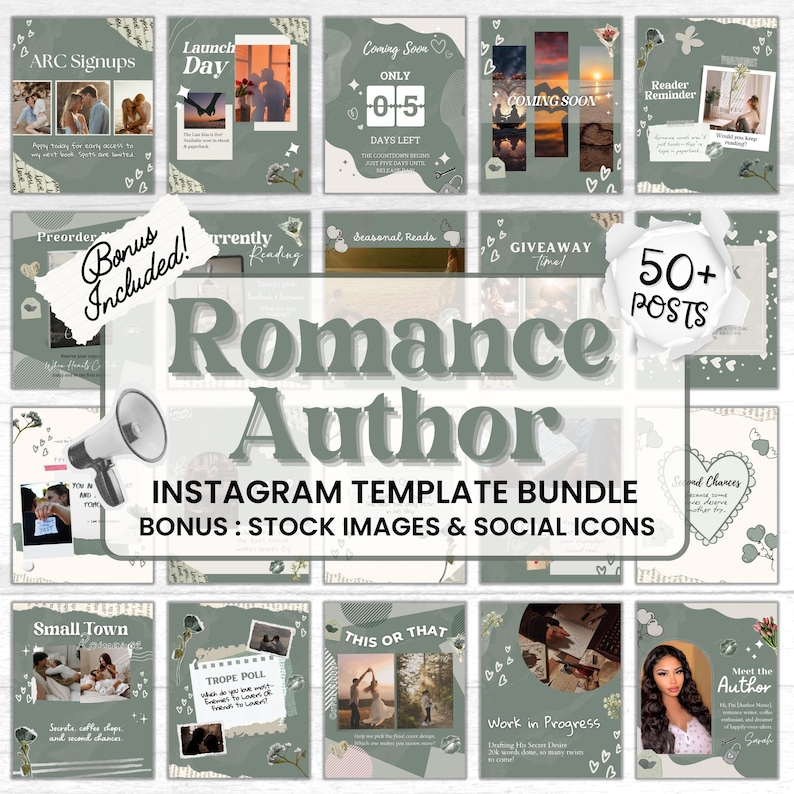 Romance Author Bookstagram Template Bundle, Book Marketing Canva Templates, Author Engagement Social Media Marketing, Romance Author Post image 1