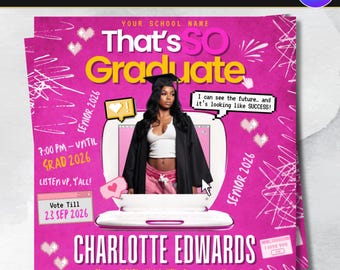 Volantino per la cerimonia di diploma della classe del 2026, Volantino di annuncio della laurea, Volantino Canva per la festa di diploma della scuola superiore/università.