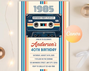 80s Party Invitation, Back to the 80s, Throwback Party, 80s Party Invite, Retro Birthday Invitation, Hip Hop Invite, Editable Canva Template
