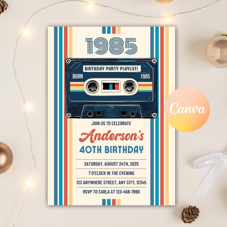 Invitation Template,40Th Birthday Invite,40Th Birthday Gift,40Th Birthday Party,Instant Download,40Th Birthday Sign,40Th Birthday Favors,Womens 40Th Birthday,Editable Invite,40Th Birthday Decor,Minimalist Birthday,1985 Birthday Invite,Born in 1985