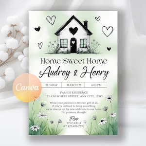 Housewarming Party Invitation, Home Sweet Home, Celebration Invite New Home, New Apartment, Housewarming Invitation, Editable Canva Template