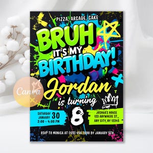 Convite de aniversário do irmão, convite do meu aniversário, aniversário de adolescente, convite para festa de menino adolescente, convite do irmão, modelo editável do Canva
