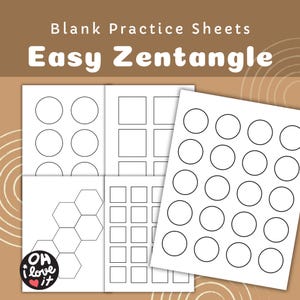 Zentangle Practice Sheets PDF for Beginner | Easy Blank Drawing Templates for Relaxing Doodle Art | Mindful Art Therapy | Instant Download