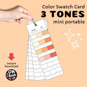 Ohuhu 3 TONES Farbmusterkarte, tragbare Mini-Farbkarte, Farbtestblatt, einfache Färbung, Palettentabelle für Marker, sofortiger Download