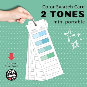 Schede campione di colore a 2 toni, mini tavolozza portatile per pennarelli, esercizi di colorazione, download immediato in PDF, foglio di prova colore per una colorazione facile
