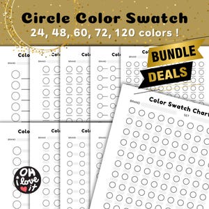 Kreis Farbmuster | Farbmuster-Bundle | Farbmusterbogen | Farbmusterkarte | Alkohol Marker Blank Farbkarte | 24 48 60 72 120