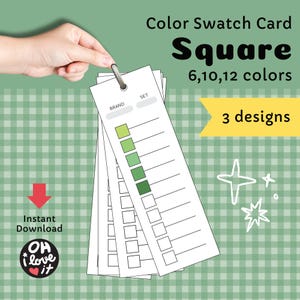 Tarjeta de muestra de color / Tarjeta de muestra de color portátil / Tabla de muestra de color cuadrada / Hoja de prueba de color / Coloración fácil / 6, 10 y 12 colores PDF imprimible