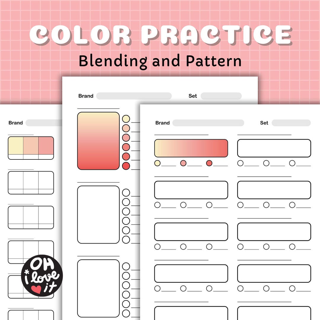 Color Practice Sheets: Blending & Pattern Templates (PDF) - Etsy