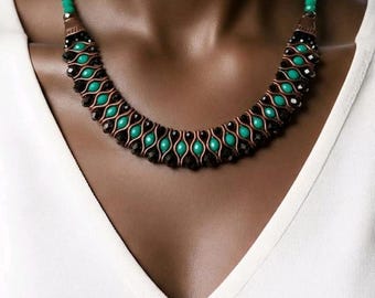 Handmade Crystal Necklace – 45cm Adjustable, Steel Wire, Vintage Clasp