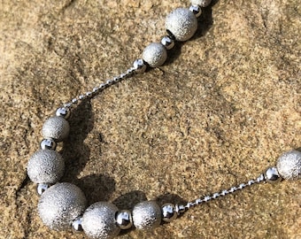 Vintage Silver Bead Chain Necklace - Costume Jewelry