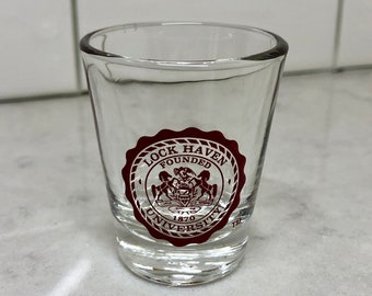 Vintage Shot Glass - Lock Haven University - Vintage Barware - University Shot Glass - Lock Haven -Lock Haven Shot Glass -University Barware