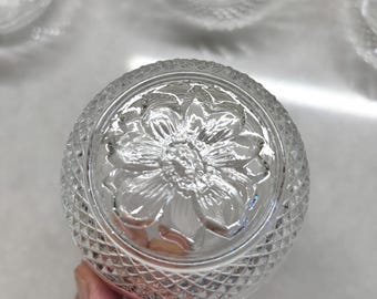 Vintage KIG Clear Glass Diamond Cut Bowl - Flower Center - Holds 3 Fluid Ounces
