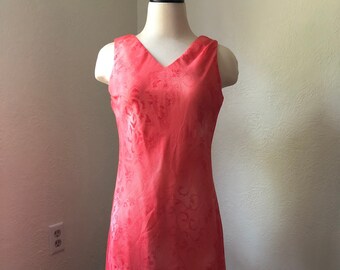 Vintage K Petite Maxi Dress with Over-Blouse/Jacket - Coral Shift Dress - Maxi Dress - Wedding Attire - Vintage Clothing - Petite Dress