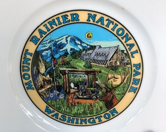 Vintage Souvenir - Vintage Souvenir Plate - Washington Souvenir - Mount Rainier National Park - Mount Rainier Souvenir - Mount Rainier, WA