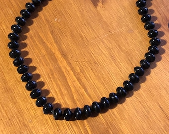 Vintage Black Bead Necklace - Vintage Jewelry - Vintage Necklace - Black Beads - Costume Jewelry -Glass Bead Necklace -Vintage Beads -23 In.