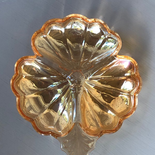 Vintage Amber Relish Dish - Amber Glass Relish Dish - Amber Glass Shamrock Relish Dish - Shamrock Shape Relish Dish - Vintage Serving Ware