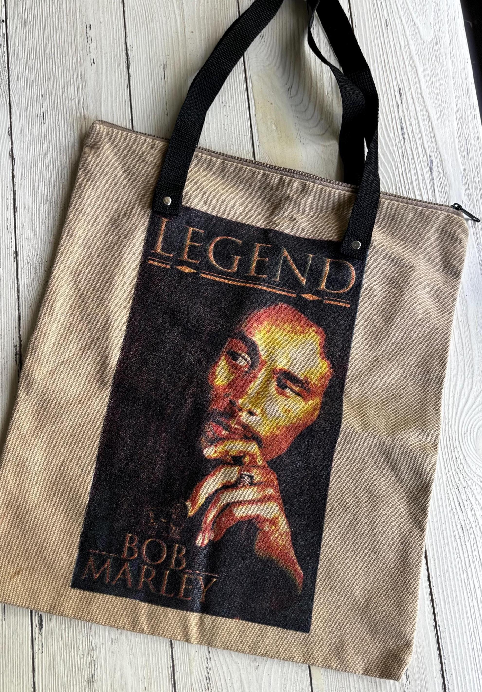 Vintage Bob Marley Canvas Tote Bag – Reggae Music, Legend Graphic 