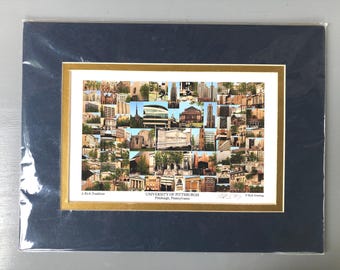 Vintage Pitt University Photo Collage – Matted & Signed, Pittsburgh PA