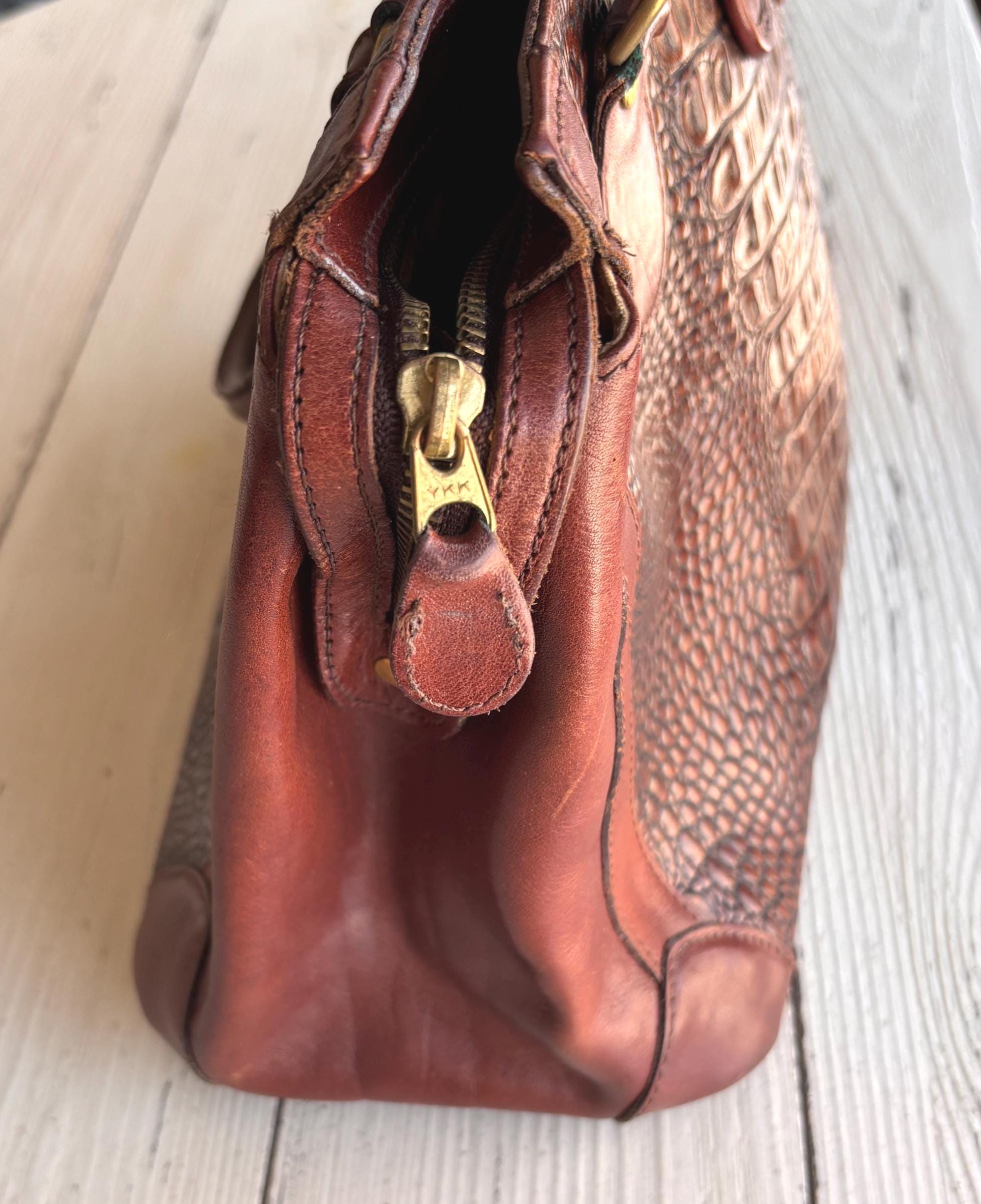 BRAHMIN Melbourne Manhattan Pecan Croc Embossed Leather  Brahmin Croc-Embossed Leather Shoulder Bag in Whiskey Brown main image 2