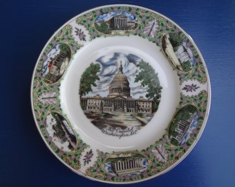 Washington DC Memorials Souvenir Plate - Washington DC Souvenir - Vintage Souvenir  - Made in Japan  - DC Memorials - Nation's Capital