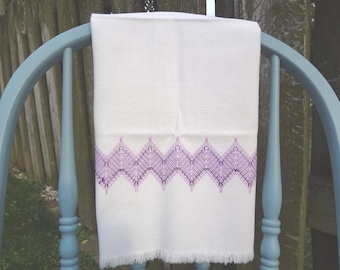 Vintage Hand Embroidered Tea Towel – Purple Linens Kitchen Decor