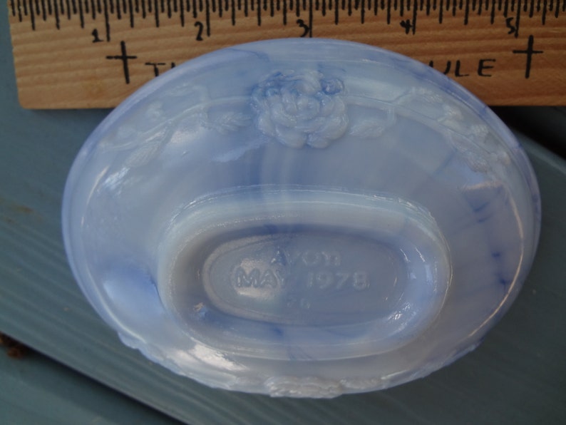 Avon Blue Milk Glass Soap Dish May 1978 Etsy