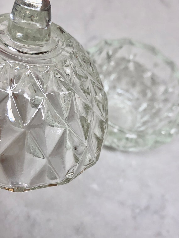 Vintage Trinket Dish with Lid - Crystal-Like Trin… - image 4