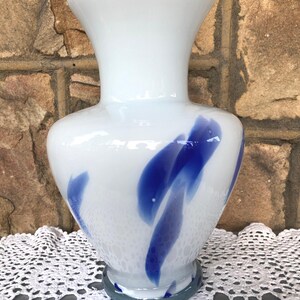 Vintage Art Glass Vase - Art Glass - Art Glass Vase - Collectible Art Glass Vase - Collectible Glass - Large Blue and White Art Glass Vase