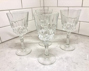Vintage Crystal Stemmed Wine Glasses - Set of 4, Barware