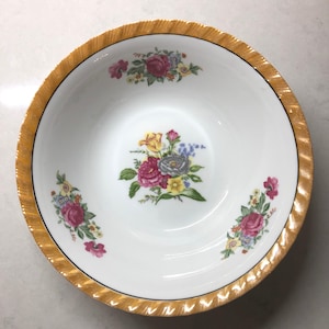 Lusterware Trimmed Serving Ware - Vintage Bowl - Made in Japan - Mid-Century Serving Bowl - Floral  Serving Bowl -Mid-Century Tableware-Bowl
