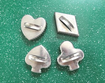 Vintage Cookie Cutters - Aluminum Cookie Cutters - Spades, Hearts, Diamonds, Clubs - Card themed Cookie Cutters - Baking Utensils - Cards
