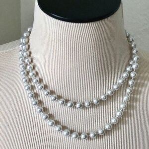 Vintage Pearl Necklace - Silvery White Pearl Necklace - Vintage Pearl Jewelry - Pearl Rope Necklace - Pearl Jewelry - Faux Pearl Necklace