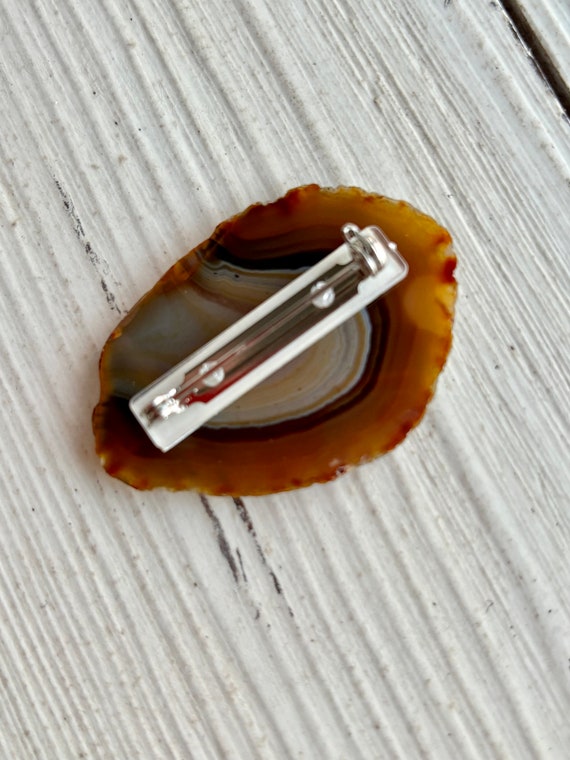 Agate Geode Pin - Vintage Pin - Natural Jewelry -… - image 6
