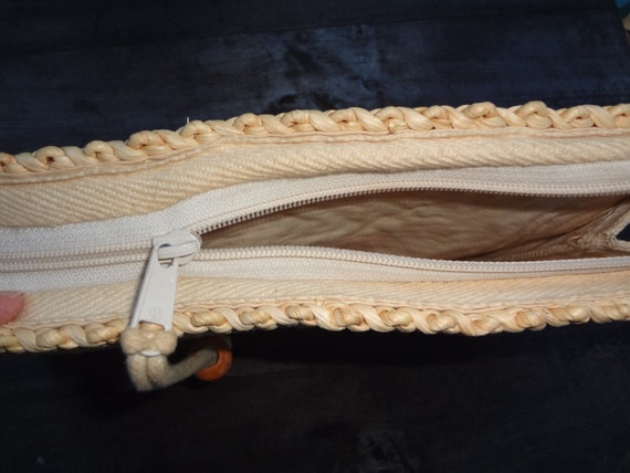 Vintage Straw Clutch Handbag - Straw Wrist Purse … - image 3