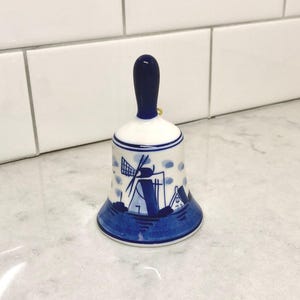 Delft Blue Bell - Vintage Hand Painted JOA Delft Bell - Hand Painted Delft Bell - Hand Painted in Delft Blue DAIC -Windmill Bell -Delft Bell