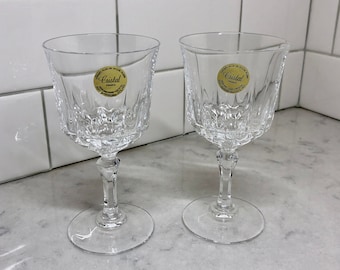 Vintage Stemmed Crystal Glasses-Leaded Crystal Glassware, 24%- Leaded Crystal Stemware -Made in France -Cristal Stemmed Wine Glasses-Crystal
