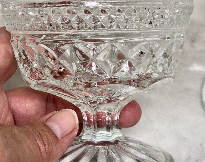 Vintage Dessert Cups Pressed Glass Pedestal Dessert Cups Crystallike