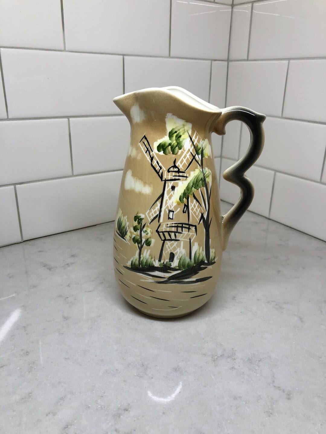 Vintage Nippon Japan Yoko Boeki Co Brown Ceramic Pitcher Vintage
