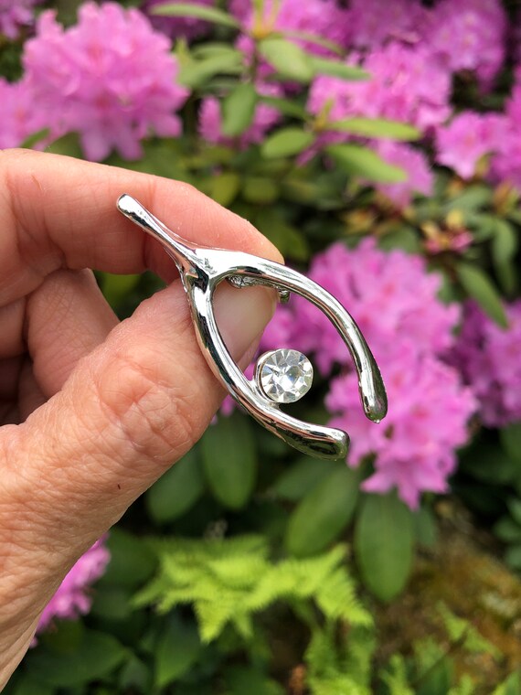 Vintage Pin Vintage Wishbone Pin Novelty Pin Silver Etsy