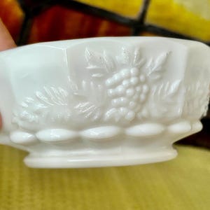 Westmoreland Glass Milk Glass Bowl - Milk Glass Paneled Grapes and Vine Bowl - Small Milk Glass Bowl - White Milk Glass Serving Bowl - Bowl