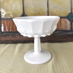 Milk Glass Sherbert Cup in Grape Pattern - Milk Glass Champagne Sherbert Cup - Vintage Pedestal Milk Glass Planter - Vintage Milk Glass
