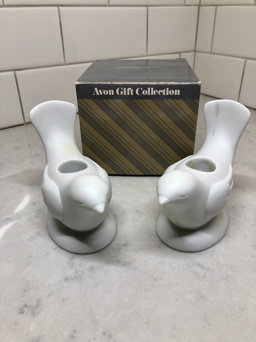 Vintage Avon Dove Candle Holders Porcelain Candle Holders Doves Vintage Avon Avon Collectible