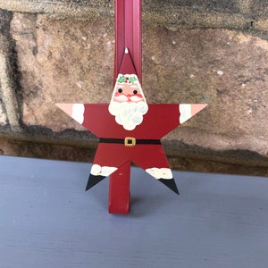 Santa Wreath Hanger - Vintage Metal Santa Star Wreath Hanger - &quot;Santa Star&quot;  Over the Door Wreath Hanger - Santa - - Country Christmas Decor