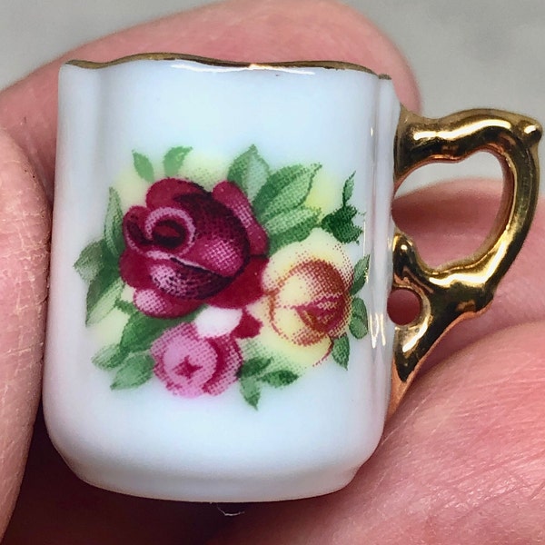 Vintage Miniature Teacup and Saucer - Miniature Cup and Saucer - Floral Cup and Saucer - Miniatures -Miniature China - Mini-China Cup/Saucer