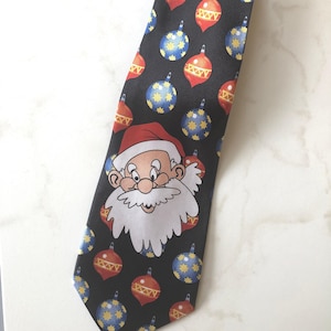 Novelty Santa Necktie - Vintage Christmas Necktie - Vintage Man&#39;s Accessory - Holiday Necktie - Vintage Necktie - Santa Tie - St. Nick
