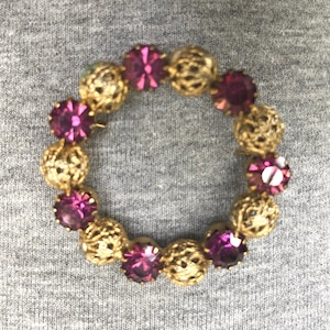 Amethyst Brooch - Vintage Brooch - Vintage Pin - Amethyst Circle Pin - Vintage Jewelry - Amethyst Costume Jewelry - February Birthstone -Pin