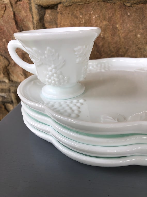 Milk glass luncheon best sale set