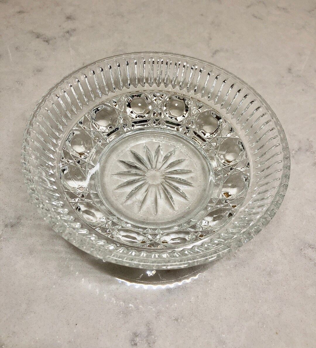 Vintage Crystal Bowls Crystallike Dessert Bowls Pressed Glass Bowls