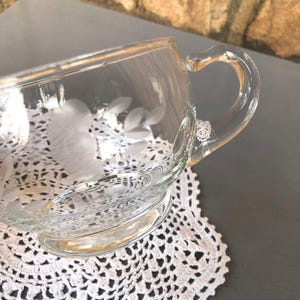 Floral Etched Creamer - Clear Glass Creamer - Mid Century Creamer - Vintage Serving Ware -  Creamer/Pitcher - Small Etched Creamer/Pitcher